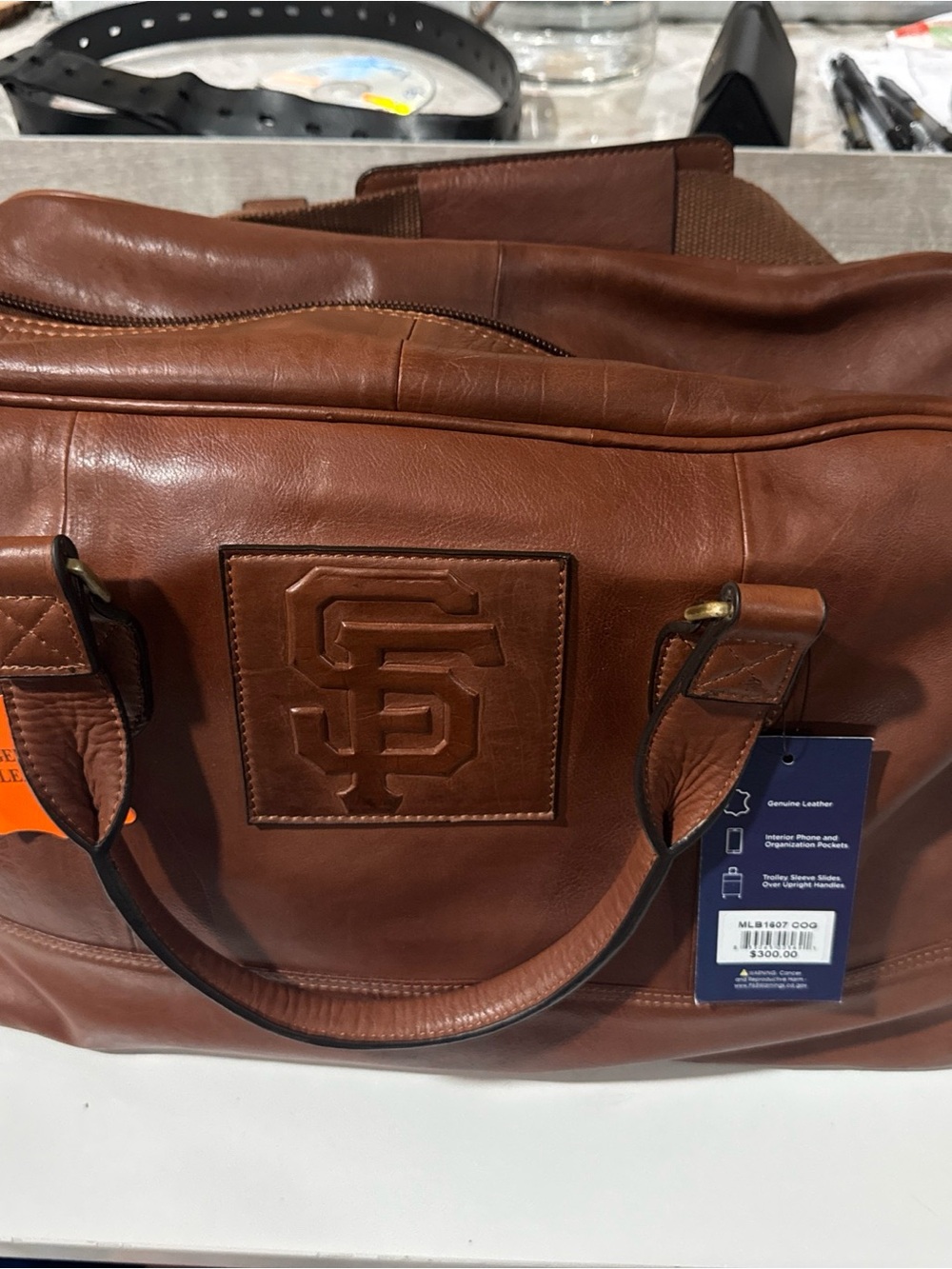 San Francisco Giants Brown Leather Weekender Bag NWT